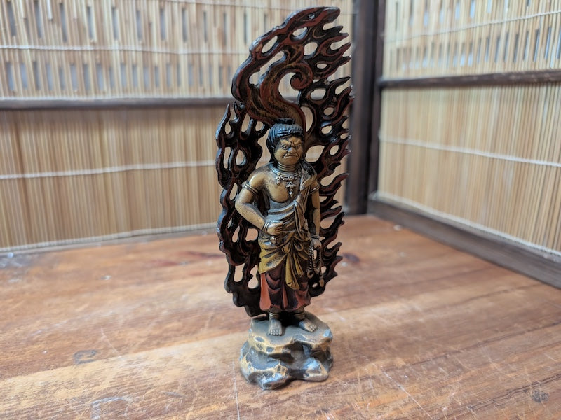 1920s Japanese Fudo Myoo Bronze Statue Naritasan Buddhist Temple Art