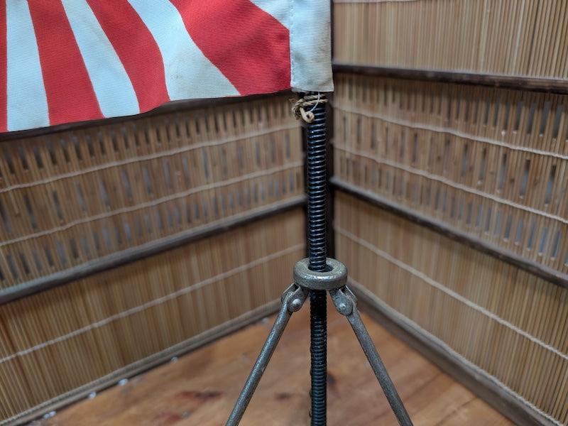 1930s Japanese Rising Sun Flag Kyokujitsu-ki WWII Antique w Stand Rare