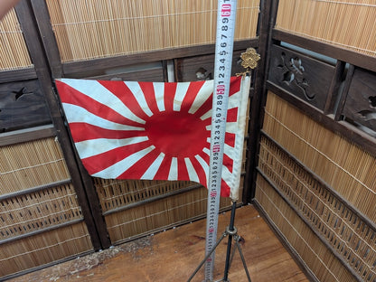 1930s Japanese Rising Sun Flag Kyokujitsu-ki WWII Antique w Stand Rare