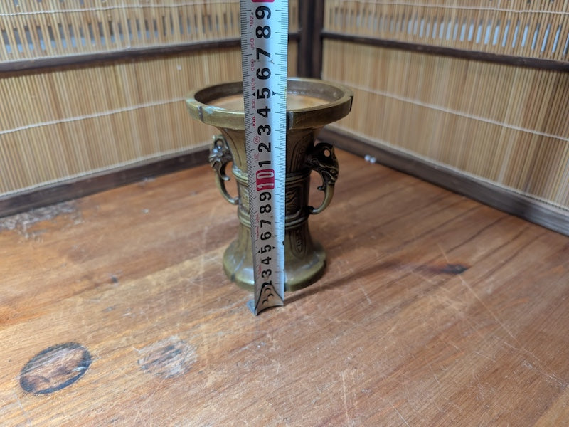 Rare Japanese Antique Buddhist Bronze Altar Vase Temple Decor