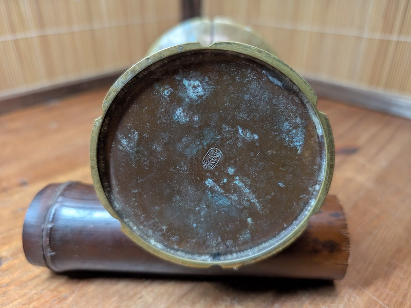 Rare Japanese Antique Buddhist Bronze Altar Vase Temple Decor