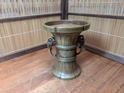 Rare Japanese Antique Buddhist Bronze Altar Vase Temple Decor