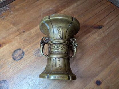 Rare Japanese Antique Buddhist Bronze Altar Vase Temple Decor