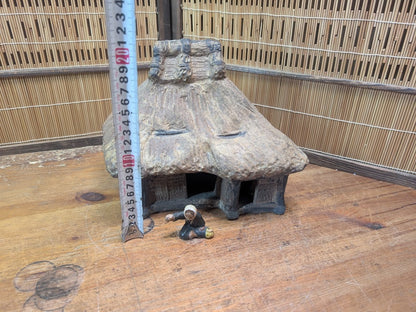 Antique Japanese Incense Burner Koro Folk House Clay Mingei Pottery