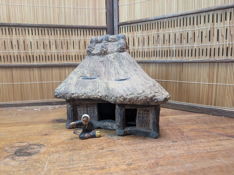 Antique Japanese Incense Burner Koro Folk House Clay Mingei Pottery