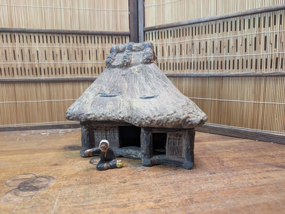 Antique Japanese Incense Burner Koro Folk House Clay Mingei Pottery