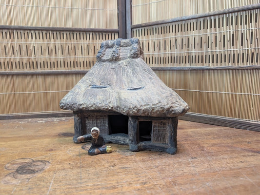 Antique Japanese Incense Burner Koro Folk House Clay Mingei Pottery