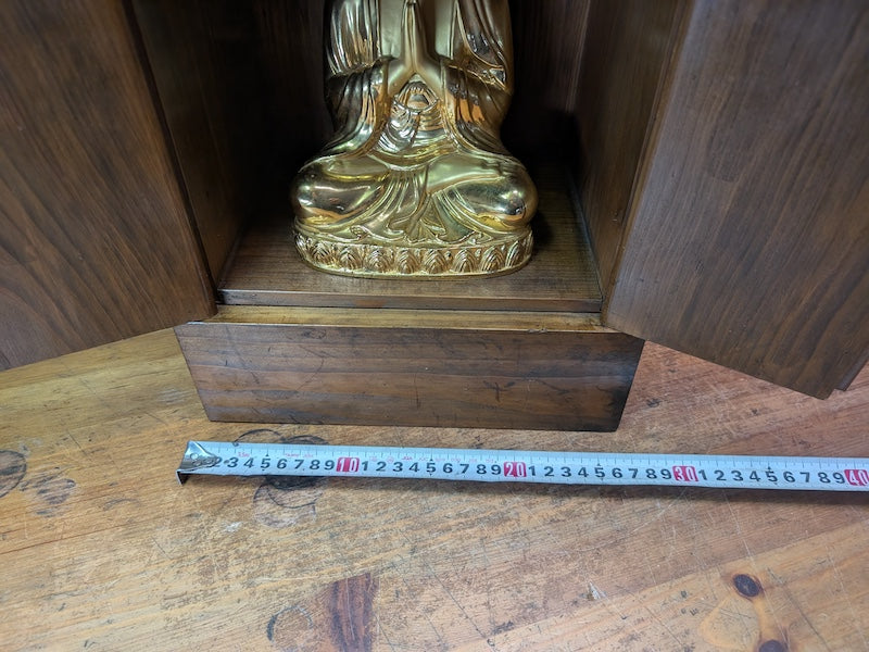 Rare Japanese Kamidana Shrine Brass Buddha Statue Handmade Wood Altar