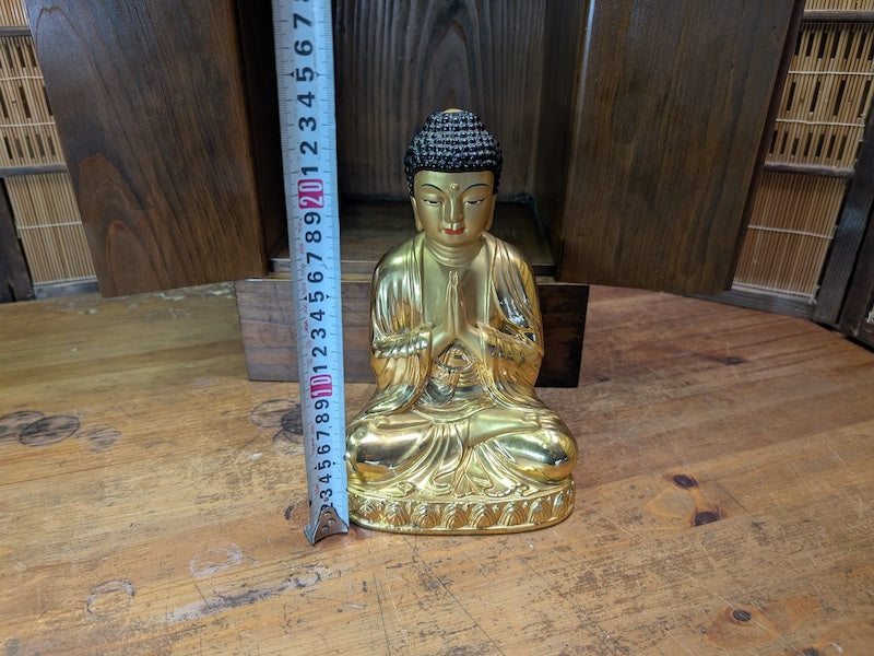Rare Japanese Kamidana Shrine Brass Buddha Statue Handmade Wood Altar