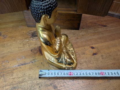 Rare Japanese Kamidana Shrine Brass Buddha Statue Handmade Wood Altar