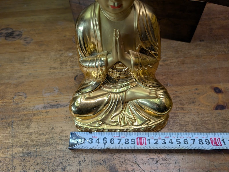 Rare Japanese Kamidana Shrine Brass Buddha Statue Handmade Wood Altar