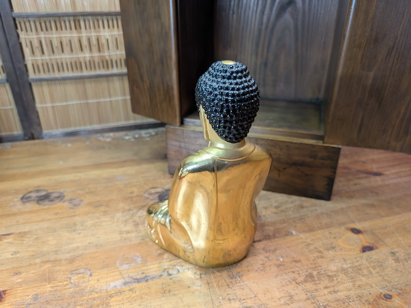 Rare Japanese Kamidana Shrine Brass Buddha Statue Handmade Wood Altar