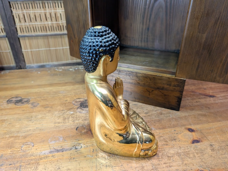 Rare Japanese Kamidana Shrine Brass Buddha Statue Handmade Wood Altar