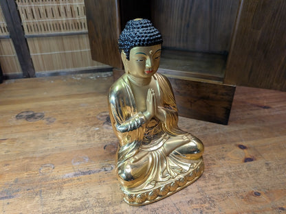 Rare Japanese Kamidana Shrine Brass Buddha Statue Handmade Wood Altar
