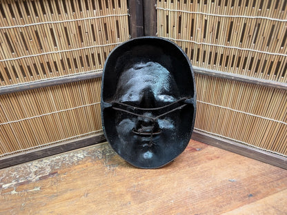 Rare Japanese Noh Mask Ko Omote 1940s Cast Iron Metal Showa Theater Mask