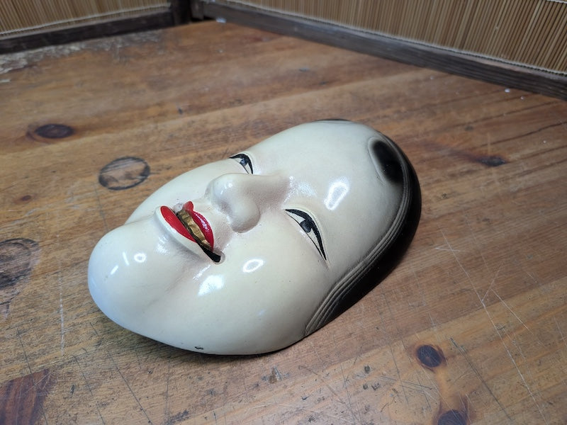 Rare Japanese Noh Mask Ko Omote 1940s Cast Iron Metal Showa Theater Mask