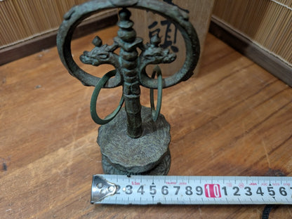 Rare 1941 Japanese SUZU Monk Bell with Box Showa Buddhist Temple Artifact