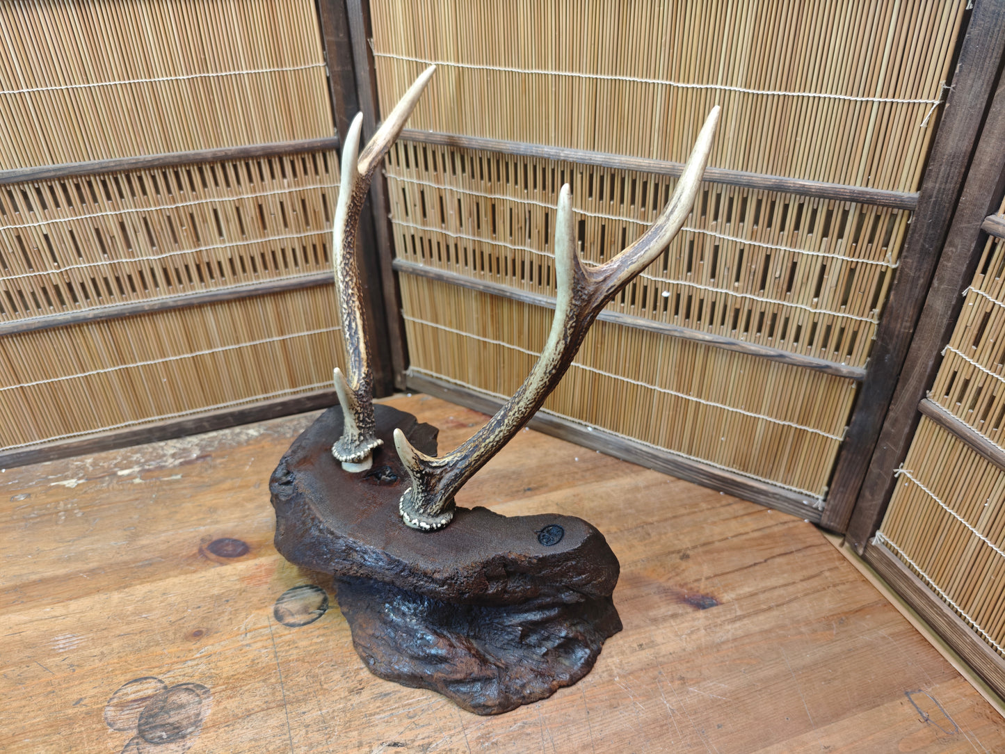 1950s Japanese Deer Antler Katana Stand Signed Samurai Sword Display Rare