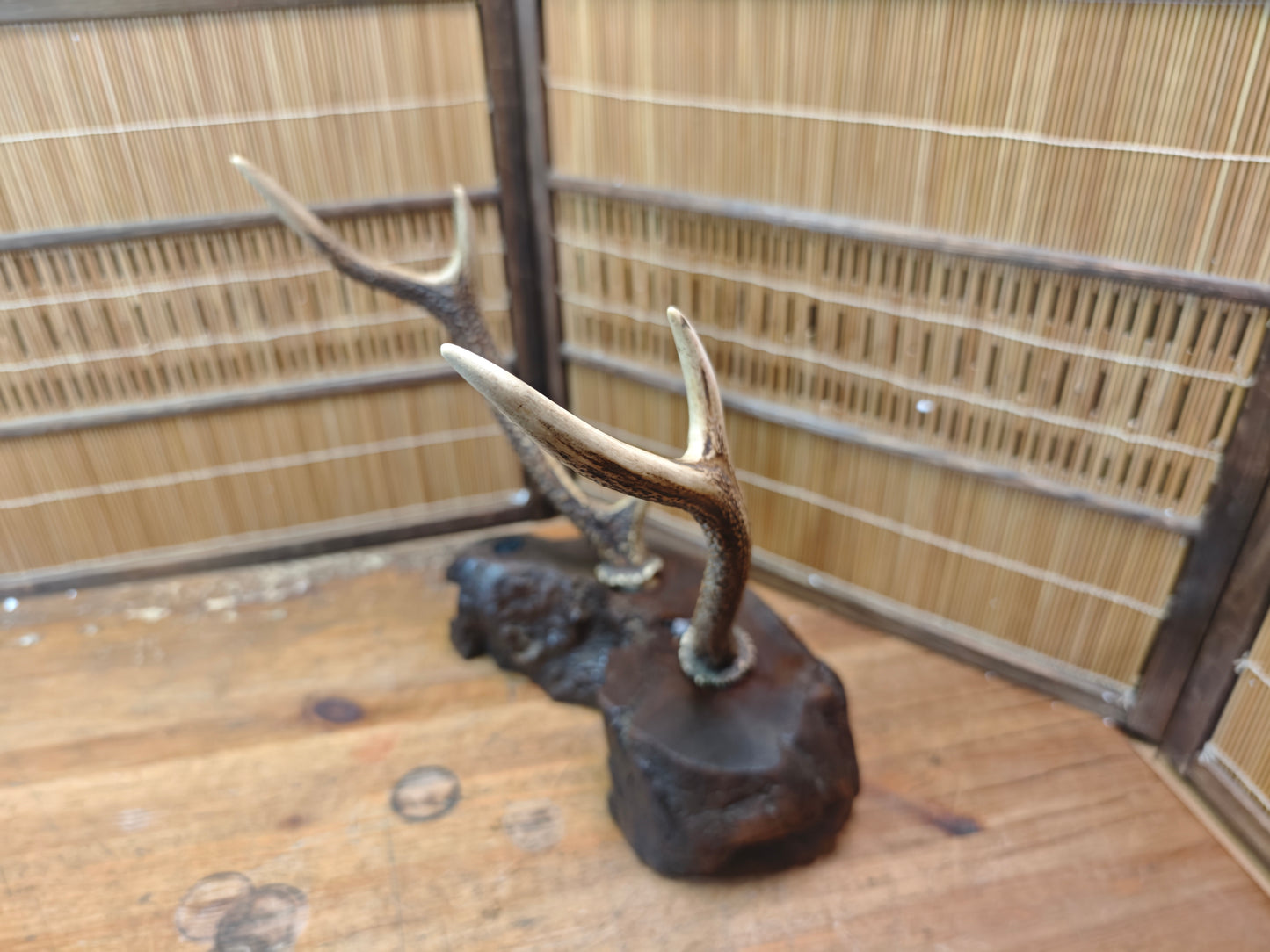 1950s Japanese Deer Antler Katana Stand Signed Samurai Sword Display Rare
