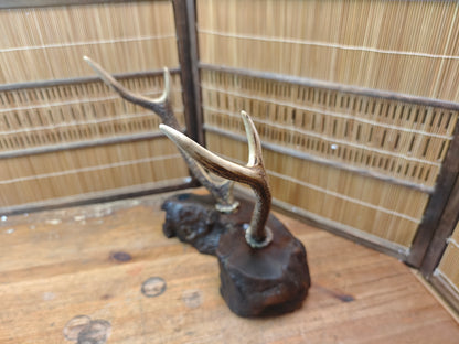1950s Japanese Deer Antler Katana Stand Signed Samurai Sword Display Rare