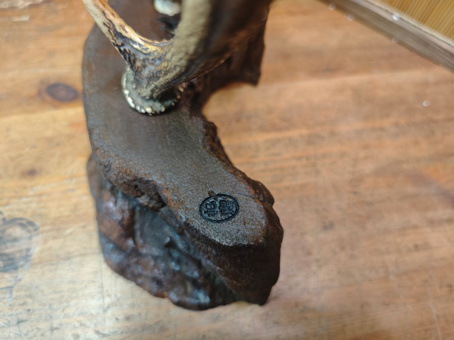 1950s Japanese Deer Antler Katana Stand Signed Samurai Sword Display Rare
