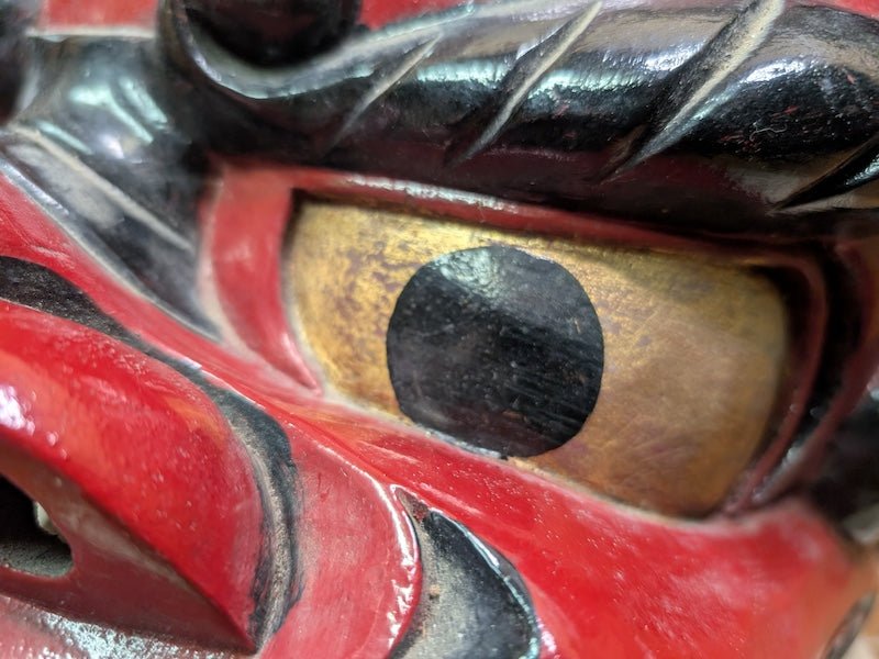 Japanese Shishi Mai Lion Mask Giant Wood Festival Head Authentic Decor