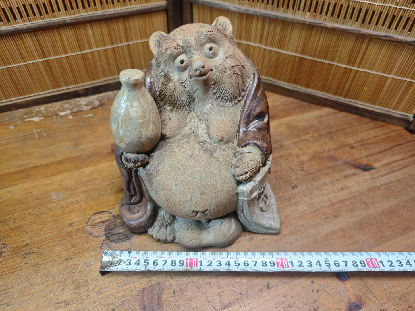 Extremely Rare 1950s Shigaraki Yaki Tanuki Figurine Handmade Japan