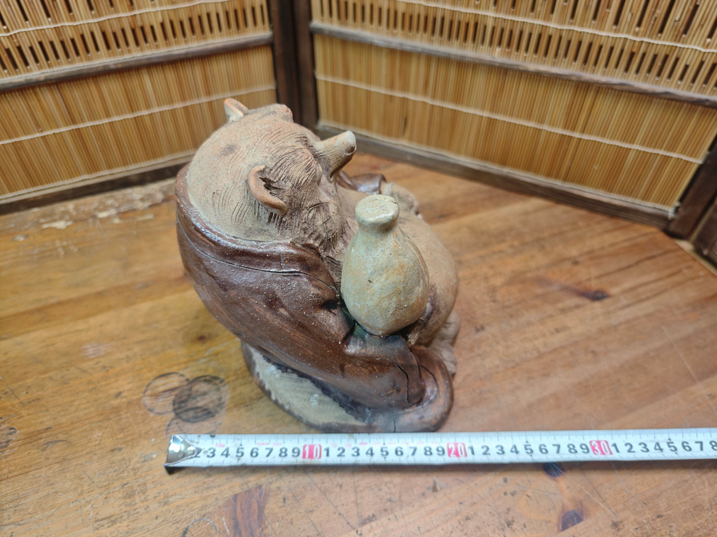 Extremely Rare 1950s Shigaraki Yaki Tanuki Figurine Handmade Japan