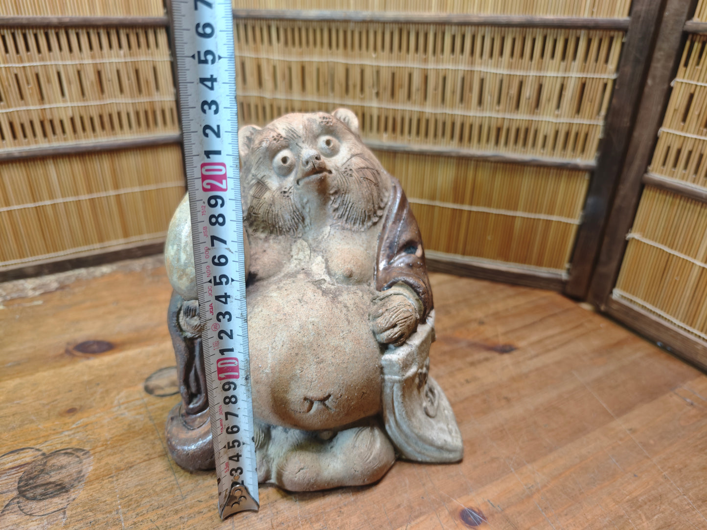 Extremely Rare 1950s Shigaraki Yaki Tanuki Figurine Handmade Japan