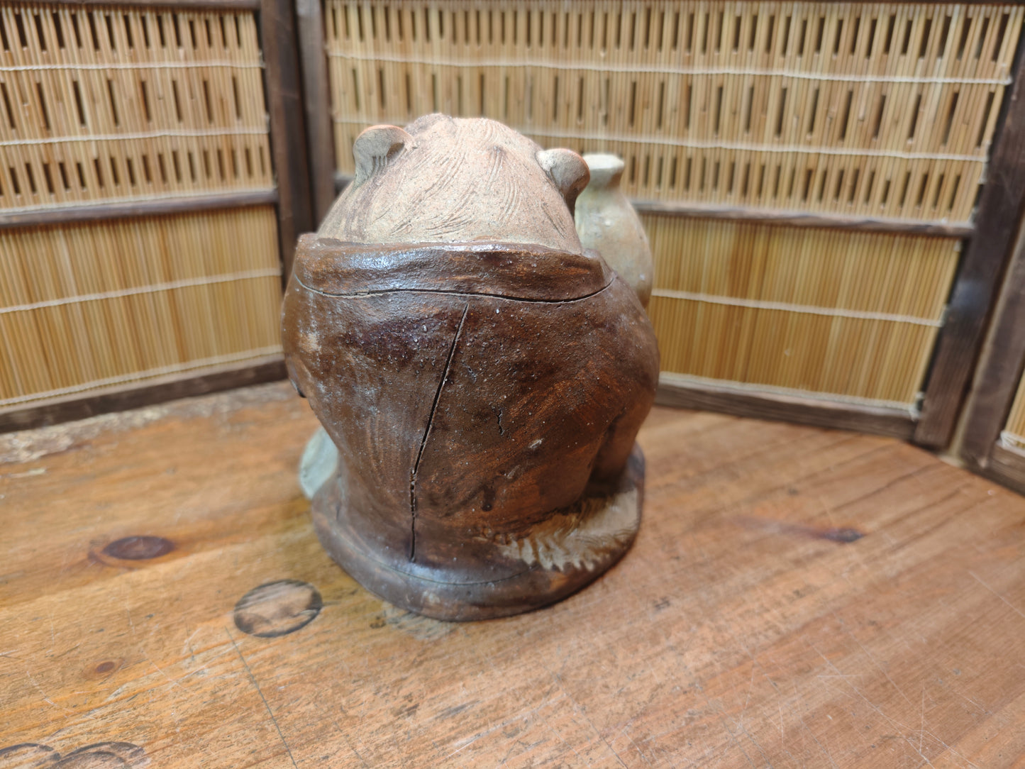 Extremely Rare 1950s Shigaraki Yaki Tanuki Figurine Handmade Japan