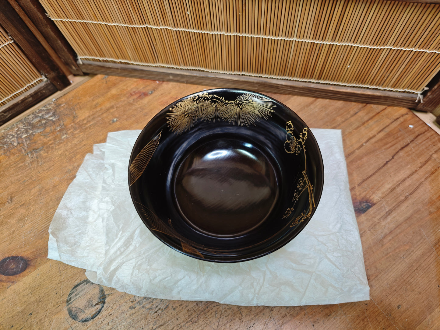 Extremely Rare 1960s Wajima Nuri Lacquer Bowl Gold Maki-e Auction JPN