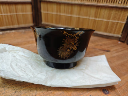 Extremely Rare 1960s Wajima Nuri Lacquer Bowl Gold Maki-e Auction JPN