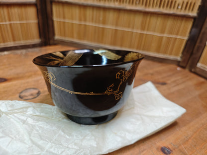 Extremely Rare 1960s Wajima Nuri Lacquer Bowl Gold Maki-e Auction JPN
