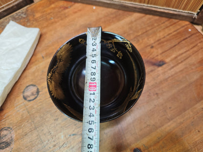 Extremely Rare 1960s Wajima Nuri Lacquer Bowl Gold Maki-e Auction JPN