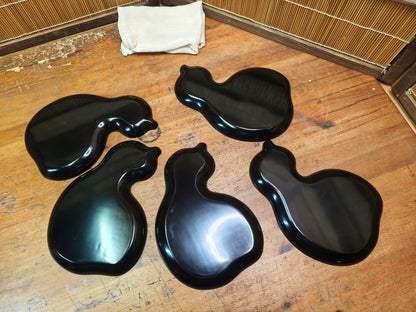 Rare Vintage Wajima Nuri Lacquer Plate Set of 5 Japanese Urushi Ware