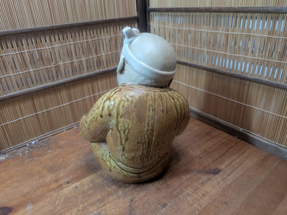 Rare Japanese Hyottoko Okimono Figurine Folk Art Lucky Statue Japan