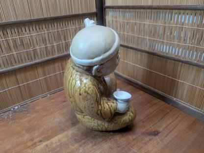 Rare Japanese Hyottoko Okimono Figurine Folk Art Lucky Statue Japan