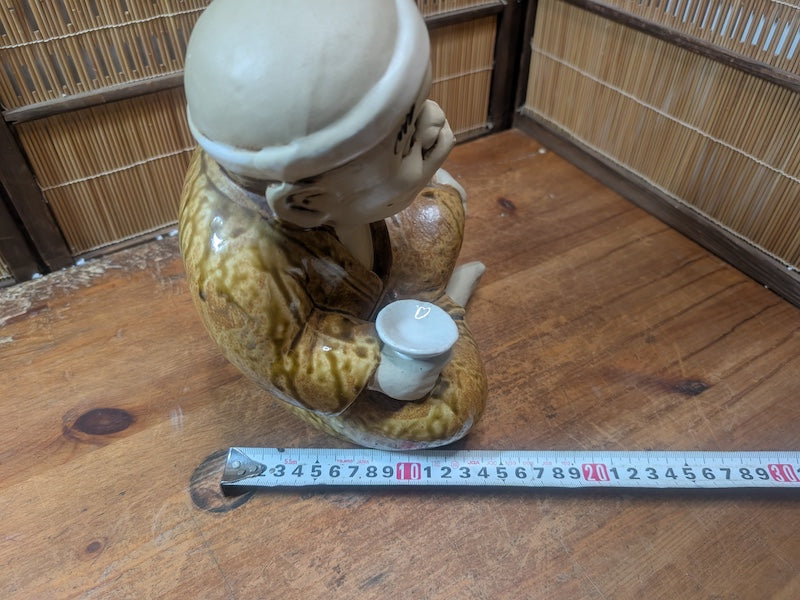 Rare Japanese Hyottoko Okimono Figurine Folk Art Lucky Statue Japan