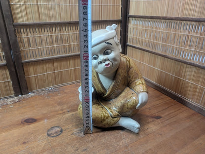 Rare Japanese Hyottoko Okimono Figurine Folk Art Lucky Statue Japan