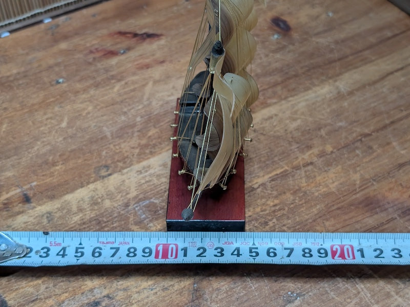 Rare 1970s Japanese Tortoiseshell Ship Model Small Handmade Maritime Art