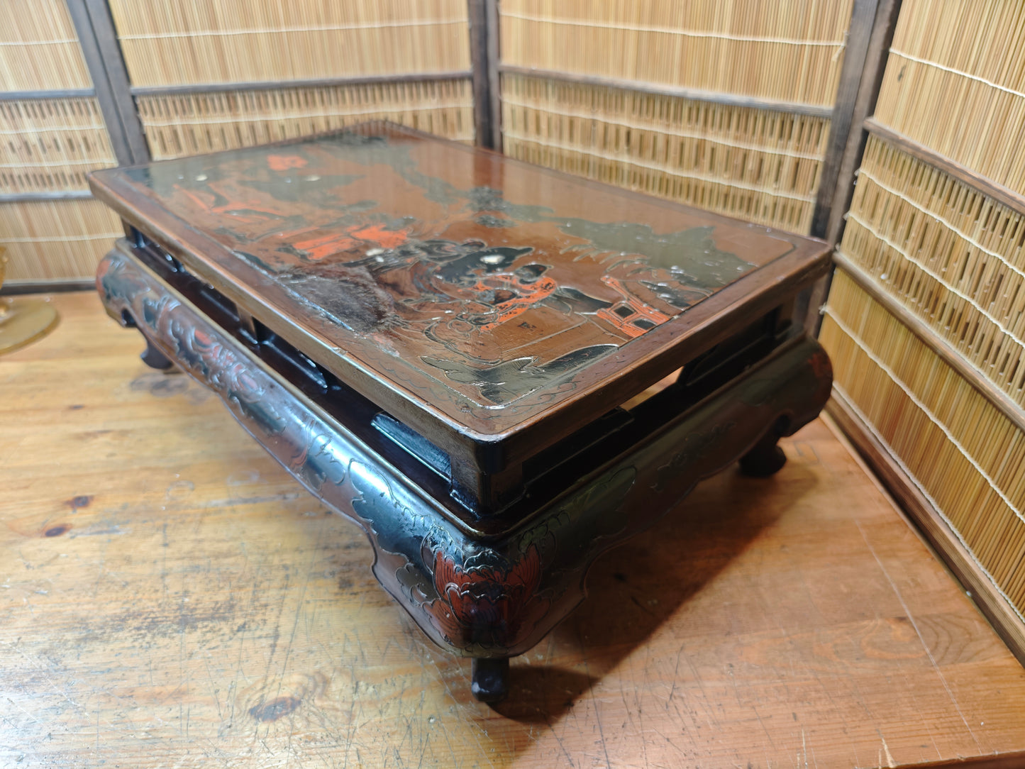 1800s Edo Era Japanese Okinawa Bonsai Kadai Table Antique Rare Signed