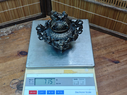 Rare Japanese Bronze Brass Koro Incense Burner Shishi Lid Japan