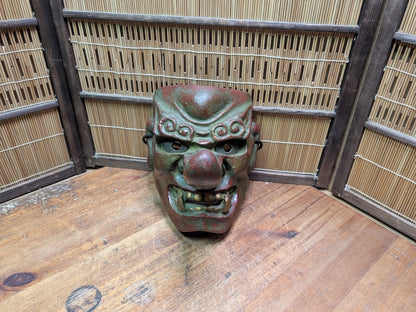 Rare Japanese Vintage Tengu Mask Wood Ceramic Mixed Folklore Theater