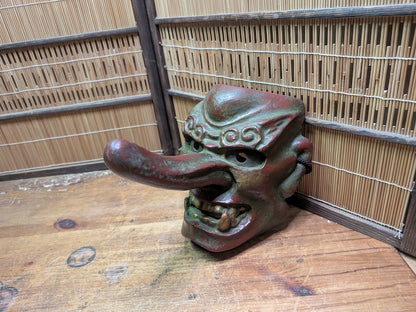 Rare Japanese Vintage Tengu Mask Wood Ceramic Mixed Folklore Theater
