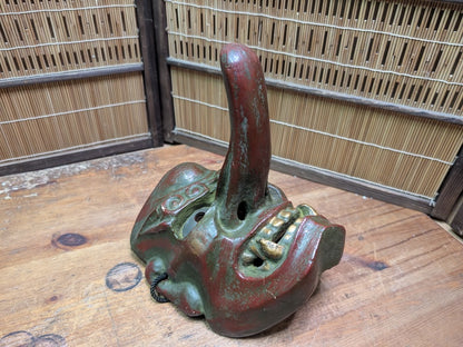 Rare Japanese Vintage Tengu Mask Wood Ceramic Mixed Folklore Theater