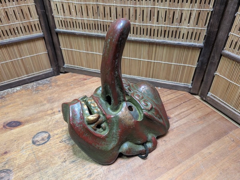 Rare Japanese Vintage Tengu Mask Wood Ceramic Mixed Folklore Theater