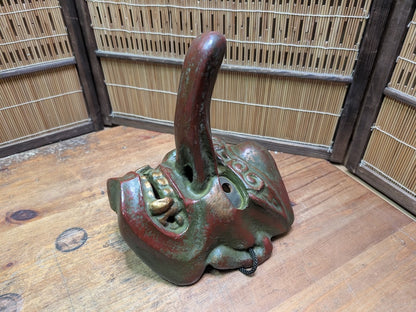 Rare Japanese Vintage Tengu Mask Wood Ceramic Mixed Folklore Theater