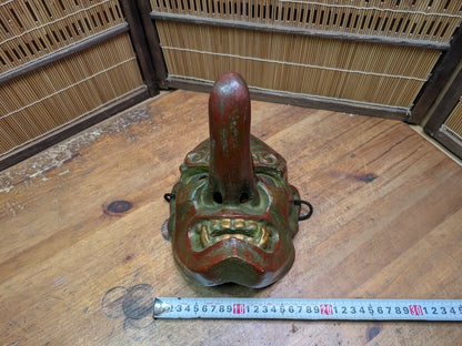 Rare Japanese Vintage Tengu Mask Wood Ceramic Mixed Folklore Theater