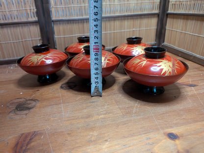 Rare 1950s Japanese Owan Rice Bowl Set No 42 24K Gold Signed Box