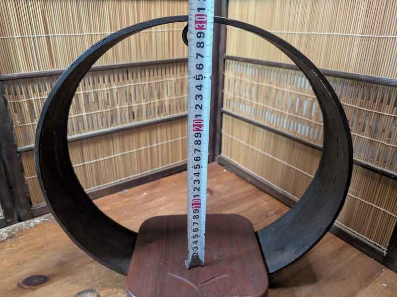 Japanese Ikebana Circle Vase Stand Sakura Wood Kanji Vintage Japan